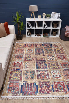 Kolo Brown Patchwork Digital Print Area Rug