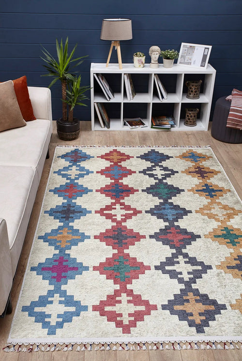 Geometric Area Rug – Digital Print Carpet | Non Slip, Antibacterial, Washable Floor Mat