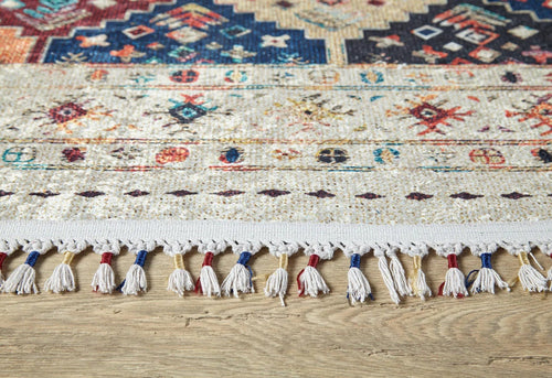 Beige Geometric Area Rug – Digital Print, Non Slip, Antibacterial Carpet for Living Room