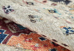 Beige Geometric Area Rug – Digital Print, Non Slip, Antibacterial Carpet for Living Room