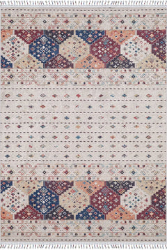 Beige Geometric Area Rug – Digital Print, Non Slip, Antibacterial Carpet for Living Room