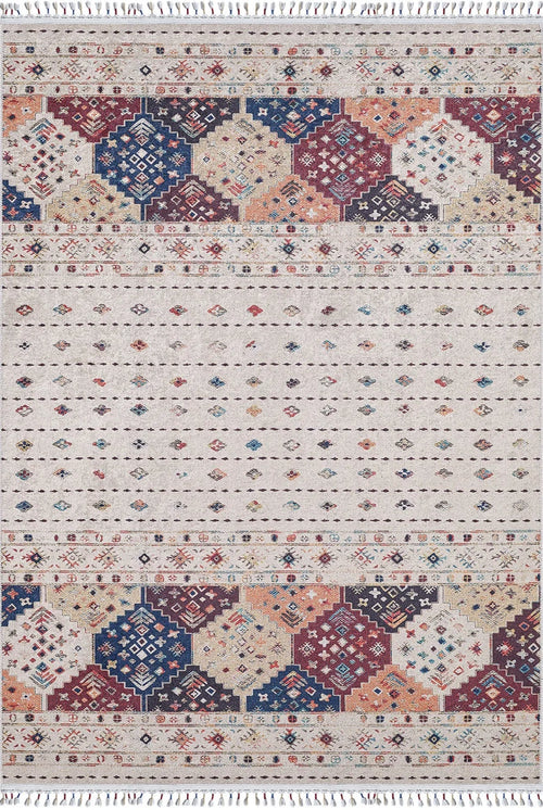 Beige Geometric Area Rug – Digital Print, Non Slip, Antibacterial Carpet for Living Room