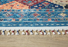 Blue Geometric Area Rug – Digital Print, Non Slip, Antibacterial Carpet for Living Room