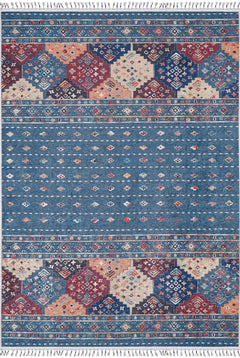 Blue Geometric Area Rug – Digital Print, Non Slip, Antibacterial Carpet for Living Room