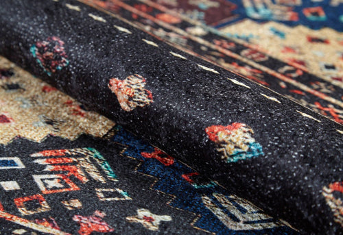 Geometric Area Rug – Black Digital Print Non Slip Stylish Floor Carpet