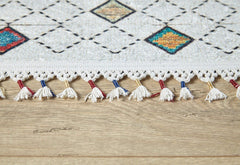 Beige Geometric Area Rug – Digital Print Non Slip Washable Floor Carpet