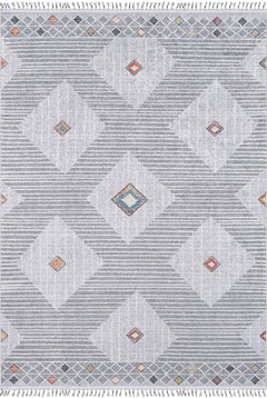 Kobylin Grey Geometric Digital Print Area Rug