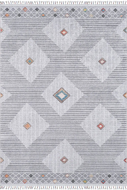 Kobylin Grey Geometric Digital Print Area Rug