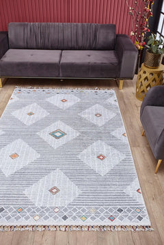Kobylin Grey Geometric Digital Print Area Rug