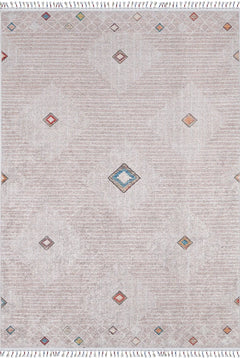 Geometric Area Rug – Cream Digital Print Rug, Antibacterial Non Slip Carpet