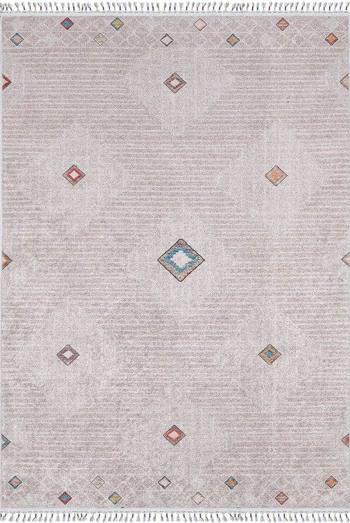 Geometric Area Rug – Cream Digital Print Rug, Antibacterial Non Slip Carpet