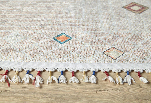 Geometric Area Rug – Cream Digital Print Rug, Antibacterial Non Slip Carpet