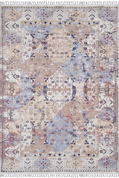 Cream Area Rug - Classic Style Digital Print Carpet | Non Slip, Washable Floor Rug