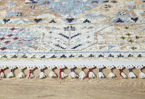 Cream Area Rug - Classic Style Digital Print Carpet | Non Slip, Washable Floor Rug