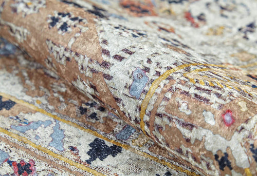 Cream Area Rug - Classic Style Digital Print Carpet | Non Slip, Washable Floor Rug