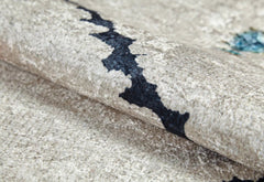 Beige Geometric Area Rug – Digital Print Carpet, Non Slip & Antibacterial