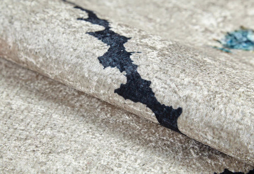 Beige Geometric Area Rug – Digital Print Carpet, Non Slip & Antibacterial