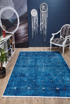Blue Area Rug - Classic Digital Print Carpet | Antibacterial, Non Slip & Washable Floor Mat