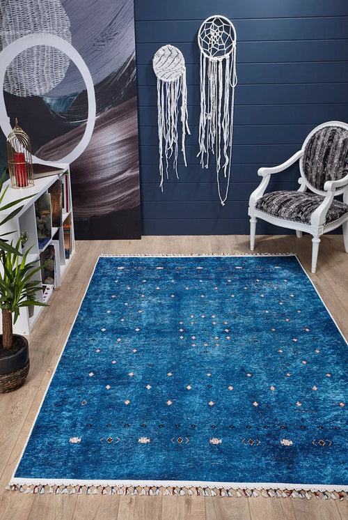 Blue Area Rug - Classic Digital Print Carpet | Antibacterial, Non Slip & Washable Floor Mat