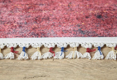 Digital Print Area Rug – Classic Red Non Slip Antibacterial Carpet for Living Room