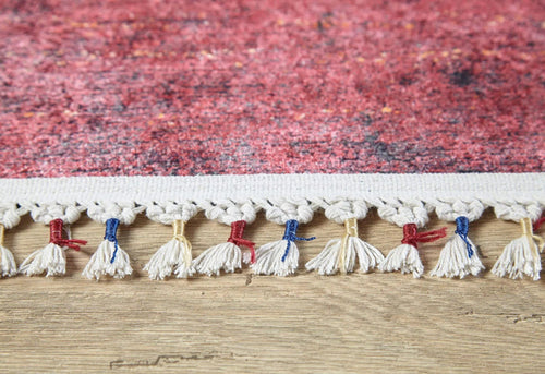 Digital Print Area Rug – Classic Red Non Slip Antibacterial Carpet for Living Room