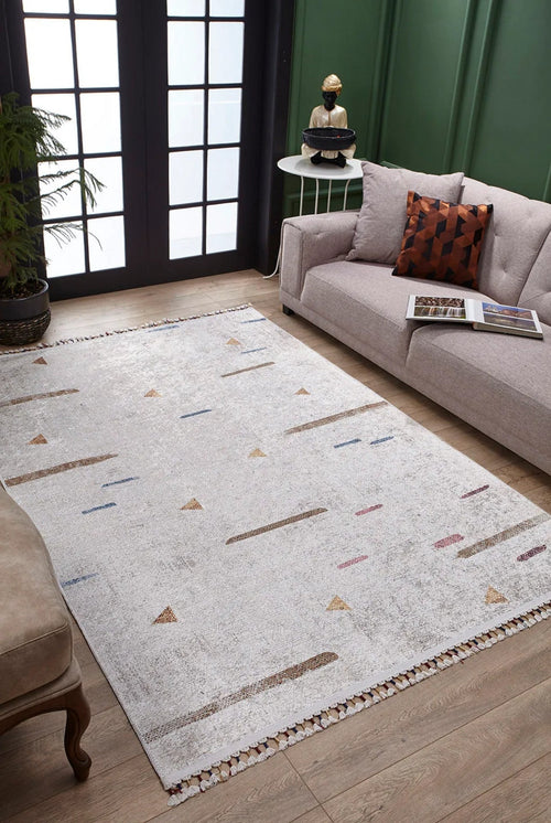 Beige Area Rug - Classic Digital Print Carpet | Antibacterial, Non Slip, Washable