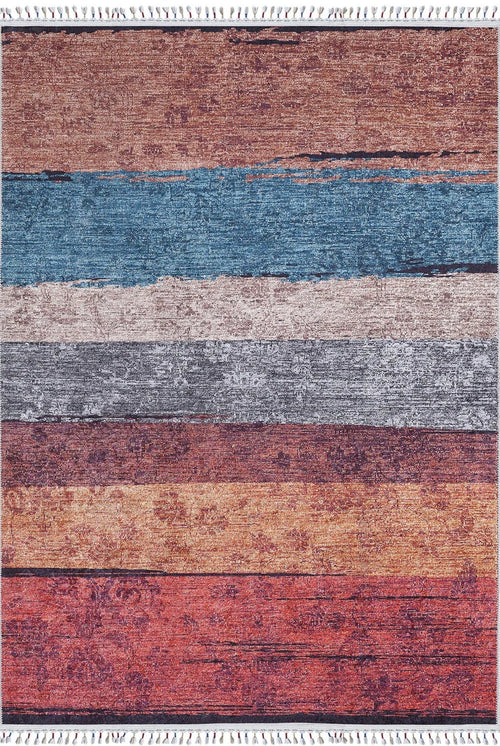 Brown Striped Area Rug – Digital Print Rug | Non Slip, Antibacterial Carpet