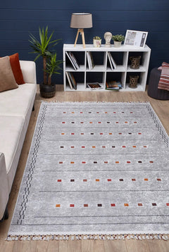 Grey Digital Print Rug - Classic Area Rug Non Slip Antibacterial Carpet
