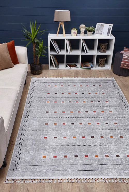 Grey Digital Print Rug - Classic Area Rug Non Slip Antibacterial Carpet