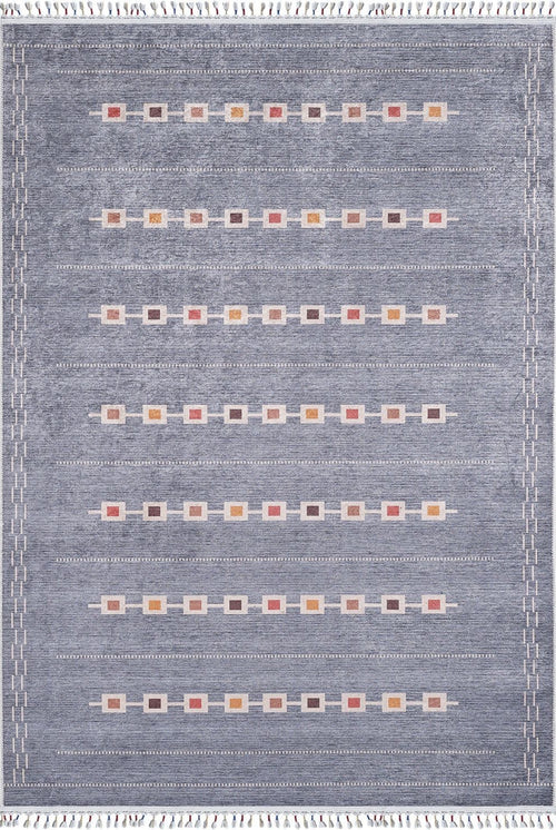 Lazy Grey Geometric Digital Print Area Rug