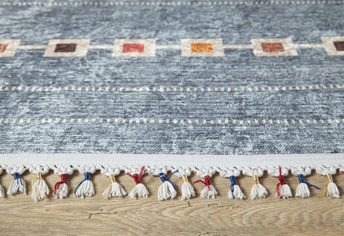 Lazy Grey Geometric Digital Print Area Rug