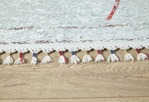 Geometric Area Rug - Cream Digital Print Carpet | Non Slip, Antibacterial, Washable