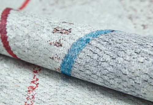 Geometric Area Rug - Cream Digital Print Carpet | Non Slip, Antibacterial, Washable