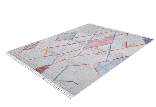 Geometric Area Rug - Cream Digital Print Carpet | Non Slip, Antibacterial, Washable