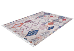 Leczna Blue Geometric Digital Print Area Rug