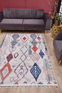 Leczna Blue Geometric Digital Print Area Rug