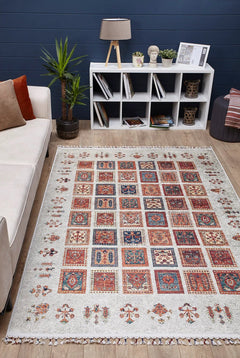 Red Geometric Area Rug – Digital Print Rug | Non Slip, Antibacterial Carpet