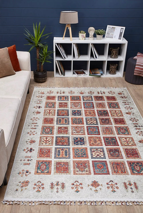 Red Geometric Area Rug – Digital Print Rug | Non Slip, Antibacterial Carpet