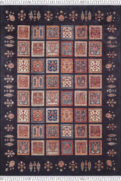 Black Geometric Area Rug - Digital Print Non Slip Carpet for Modern Living Room