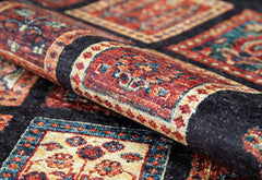 Black Geometric Area Rug - Digital Print Non Slip Carpet for Modern Living Room