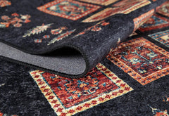 Black Geometric Area Rug - Digital Print Non Slip Carpet for Modern Living Room