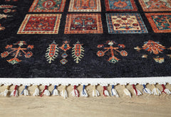 Black Geometric Area Rug - Digital Print Non Slip Carpet for Modern Living Room