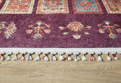 Burgundy Geometric Area Rug - Digital Print, Non Slip, Antibacterial Carpet