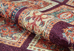 Burgundy Geometric Area Rug - Digital Print, Non Slip, Antibacterial Carpet