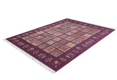Burgundy Geometric Area Rug - Digital Print, Non Slip, Antibacterial Carpet