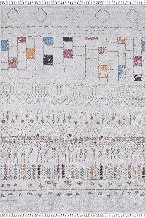 Grey Geometric Area Rug – Non Slip Carpet | Antibacterial Washable Digital Print