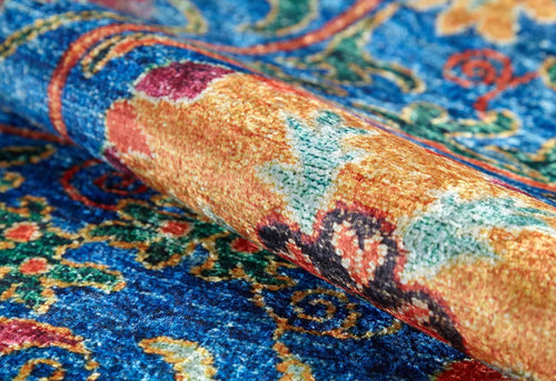 Blue Floral Area Rug – Digital Print, Non Slip, Antibacterial Carpet for Living Room