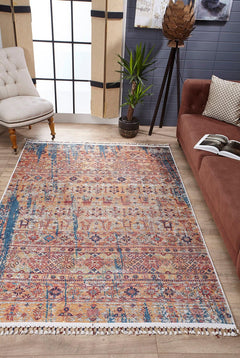 Lodz Orange Classic Digital Print Area Rug