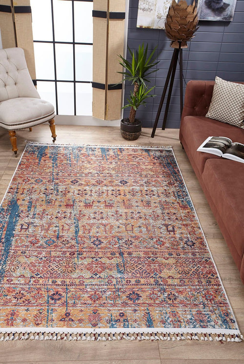 Lodz Orange Classic Digital Print Area Rug