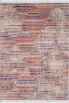 Miasteczko Red Striped Digital Print Area Rug